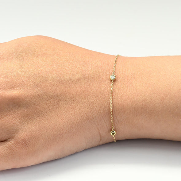 Diamonds by the Yard 5 Stone Round Diamond 14k Yellow Gold Bracelet Anklet
