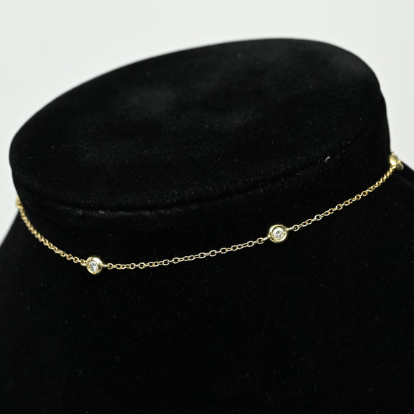 Diamonds by the Yard 5 Stone Round Diamond 14k Yellow Gold Bracelet Anklet