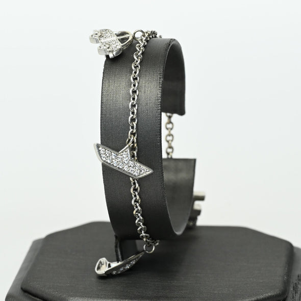 Vintage Italian Designer Diamond Travel Motif 18k White Gold Charm Bracelet