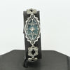 Art Deco Blue Topaz Marquise Filigree Sterling Silver Bracelet