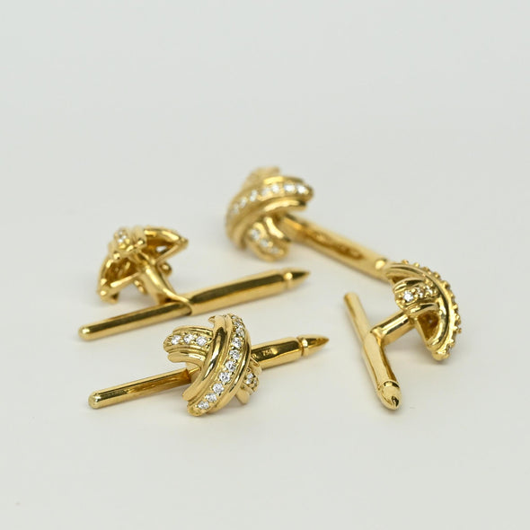 Tiffany & Co Diamond X 18k Yellow Gold 4pc Button Set