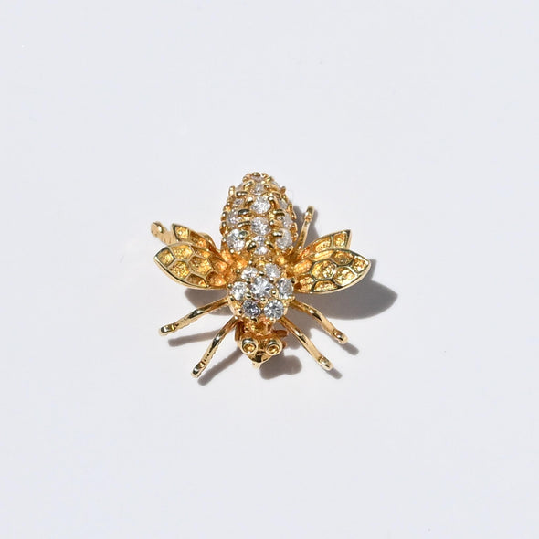 Diamond Bee 14k Yellow Gold Brooch