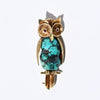 Vintage Owl Turquoise 14k Gold Brooch