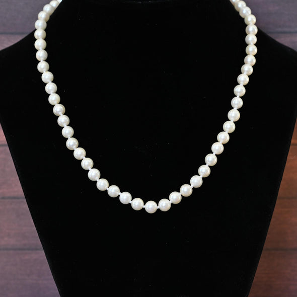 Cultured Pearl 16" Collar Length Necklace 14k Yellow Gold Clasp