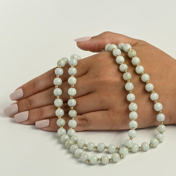Jade and 14k Gold Bead 28" Endless Necklace