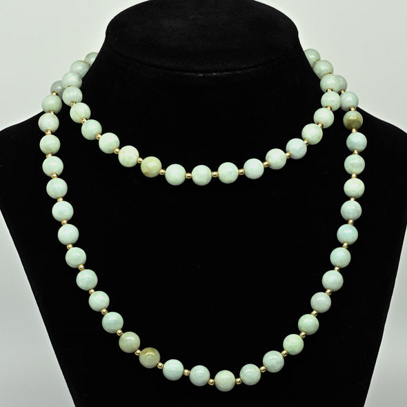 Jade and 14k Gold Bead 28" Endless Necklace