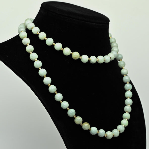 Jade and 14k Gold Bead 28" Endless Necklace
