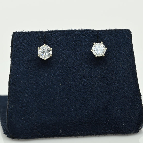 0.74cttw 3/4 Natural Diamond Round Brilliant 14k White Gold Stud Earrings