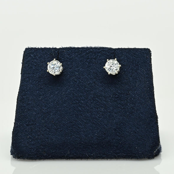 0.74cttw 3/4 Natural Diamond Round Brilliant 14k White Gold Stud Earrings