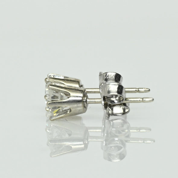0.74cttw 3/4 Natural Diamond Round Brilliant 14k White Gold Stud Earrings