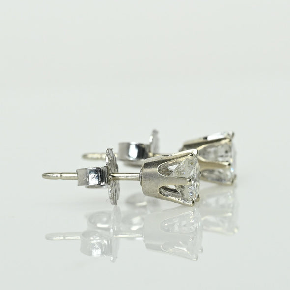 0.74cttw 3/4 Natural Diamond Round Brilliant 14k White Gold Stud Earrings