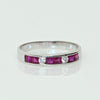 Vintage Ruby and Diamond Band 18k White Gold Ring