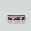 Vintage Ruby and Diamond Band 18k White Gold Ring