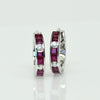 Ruby and Diamond Huggies 18k White Gold Hoop Earrings