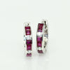 Ruby and Diamond Huggies 18k White Gold Hoop Earrings