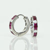 Ruby and Diamond Huggies 18k White Gold Hoop Earrings