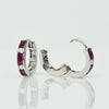 Ruby and Diamond Huggies 18k White Gold Hoop Earrings