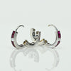 Ruby and Diamond Huggies 18k White Gold Hoop Earrings