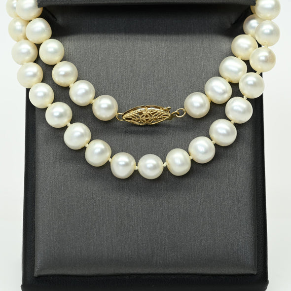 Cultured Pearl 17" Collar Length Necklace 14k Yellow Gold Clasp