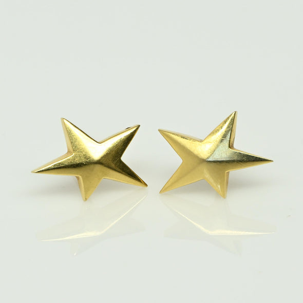 Tiffany Co. Vintage Star 18k Yellow Gold Earrings 1983