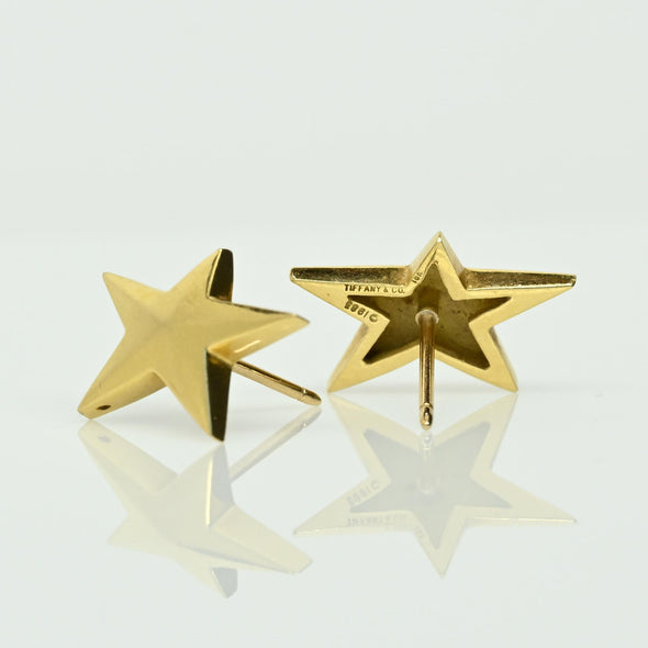 Tiffany Co. Vintage Star 18k Yellow Gold Earrings 1983
