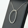 Diamond Oval Pendant 14k White Gold Necklace