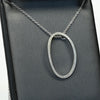 Diamond Oval Pendant 14k White Gold Necklace