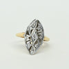 Retro Diamond Navette 14k Cocktail Ring