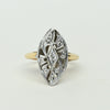Retro Diamond Navette 14k Cocktail Ring