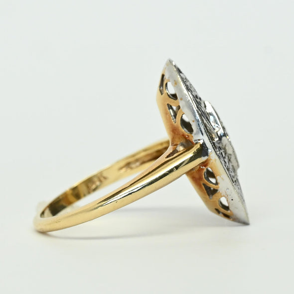 Retro Diamond Navette 14k Cocktail Ring