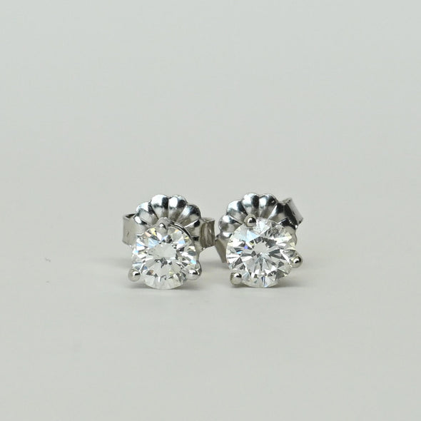 0.67cttw Natural Diamond Round Brilliant 14k White Gold Martini Stud Earrings