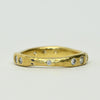 Hand Made Gypsy Set Diamond Hammer Finish 18k Yellow Gold Band