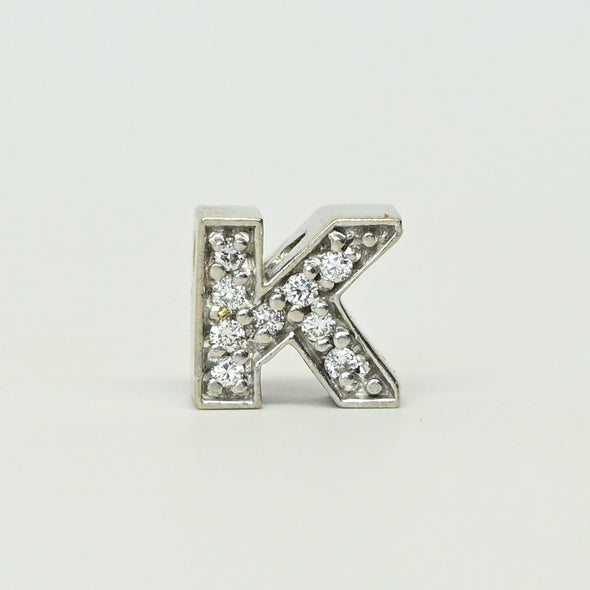 Diamond "K" 14k White Gold Pendant