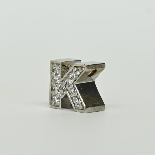 Diamond "K" 14k White Gold Pendant