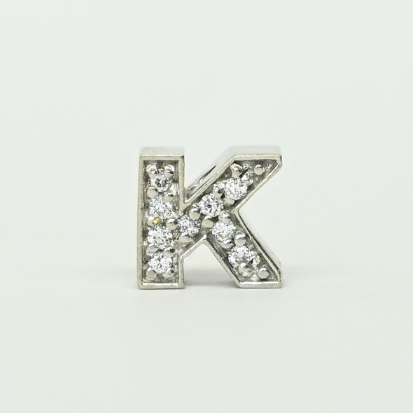 Diamond "K" 14k White Gold Pendant