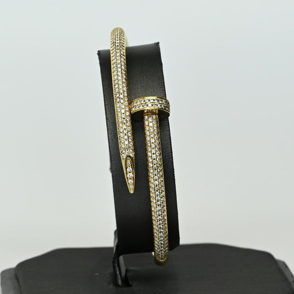 Cartier Juste un Clou Diamond Pave 18k Yellow Gold Nail Bracelet w Box Gift Bag