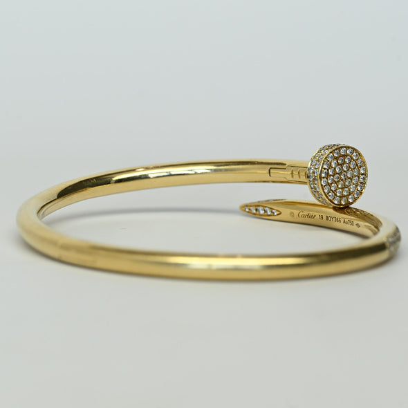 Cartier Juste un Clou Diamond Pave 18k Yellow Gold Nail Bracelet w Box Gift Bag