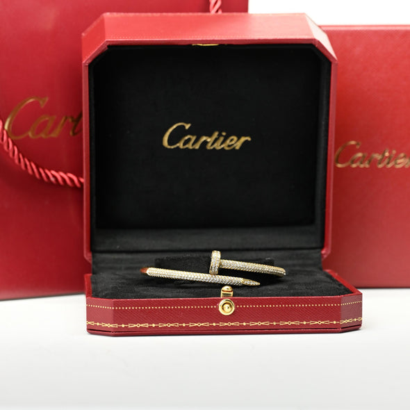 Cartier Juste un Clou Diamond Pave 18k Yellow Gold Nail Bracelet w Box Gift Bag