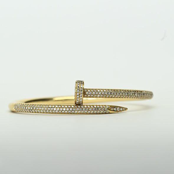 Cartier Juste un Clou Diamond Pave 18k Yellow Gold Nail Bracelet w Box Gift Bag