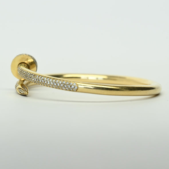Cartier Juste un Clou Diamond Pave 18k Yellow Gold Nail Bracelet w Box Gift Bag