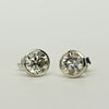 2.32cttw Natural Diamond Round Brilliant Bezel Set 14k White Gold Stud Earrings