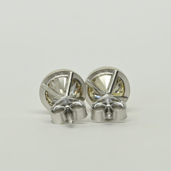 2.32cttw Natural Diamond Round Brilliant Bezel Set 14k White Gold Stud Earrings