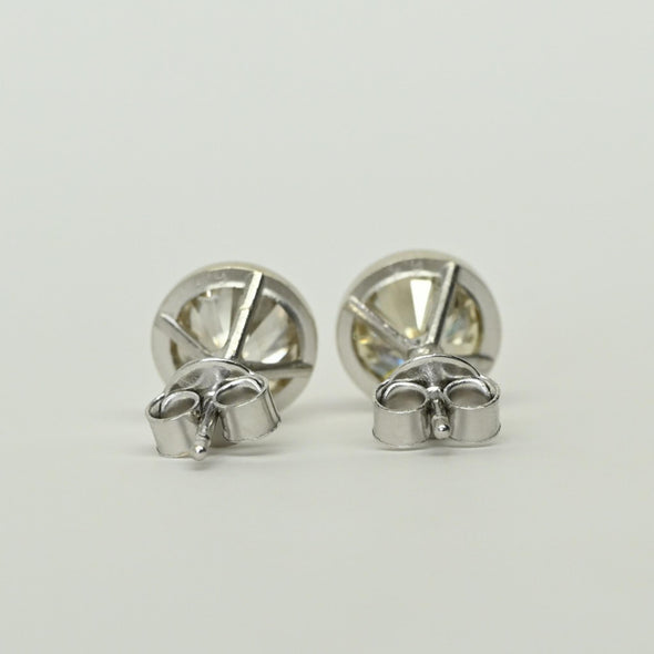 2.32cttw Natural Diamond Round Brilliant Bezel Set 14k White Gold Stud Earrings