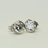 1.95cttw Natural Diamond Round Brilliant Bezel Set 14k White Gold Stud Earrings
