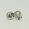1.95cttw Natural Diamond Round Brilliant Bezel Set 14k White Gold Stud Earrings
