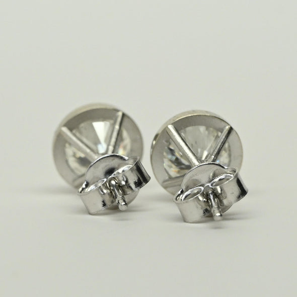 1.95cttw Natural Diamond Round Brilliant Bezel Set 14k White Gold Stud Earrings