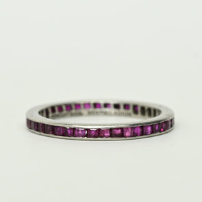 Vintage Tiffany & Co Ruby Eternity Band 950 Palladium - Size 6.5 Ring