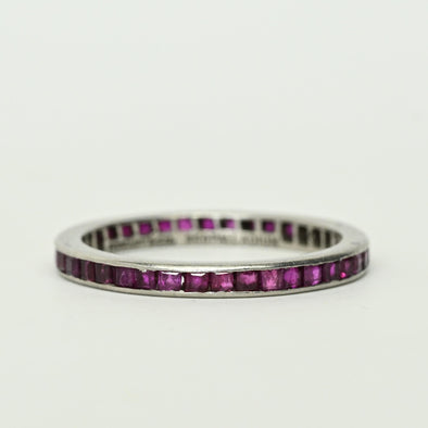 Vintage Tiffany & Co Ruby Eternity Band 950 Palladium - Size 6.5 Ring