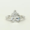 3.02 E SI1 Pear GIA Diamond w Tri Sides Handmade Platinum Engagement Ring