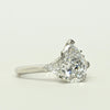 3.02 E SI1 Pear GIA Diamond w Tri Sides Handmade Platinum Engagement Ring
